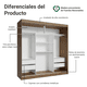 thumbnail image 4 of Ropero Closet Madesa Reno Marrón Madesa Doble Madesa 3 Puertas Corredizas - Marrón, 4 of 11
