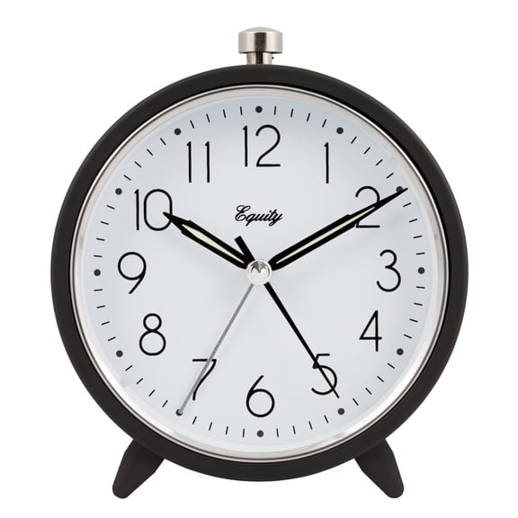 Equity 5" Silent Sweeping Quartz Metal Alarm Clock, Dark Gray, 20091