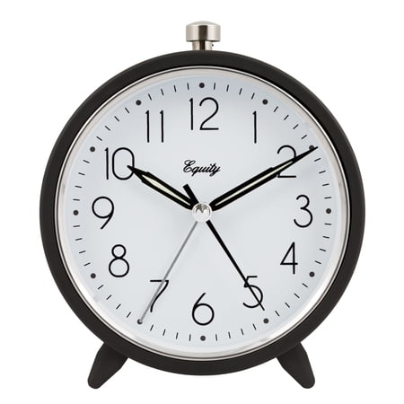Equity 5 Silent Sweeping Quartz Metal Alarm Clock, Dark Gray, 20091