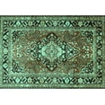 thumbnail image 1 of Ahgly Company Machine Washable Indoor Rectangle Medallion Turquoise Blue Traditional Area Rugs, 4' x 6', 1 of 4