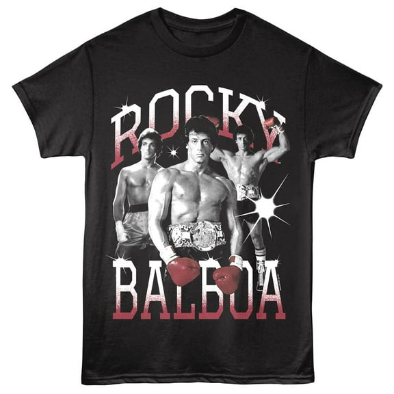 Rocky Balboa Triple Threat Men's T Shirt (Black, Big&TallXLT)