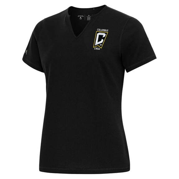 Women's Antigua Black Columbus Crew Traveler Notch Neck T-Shirt