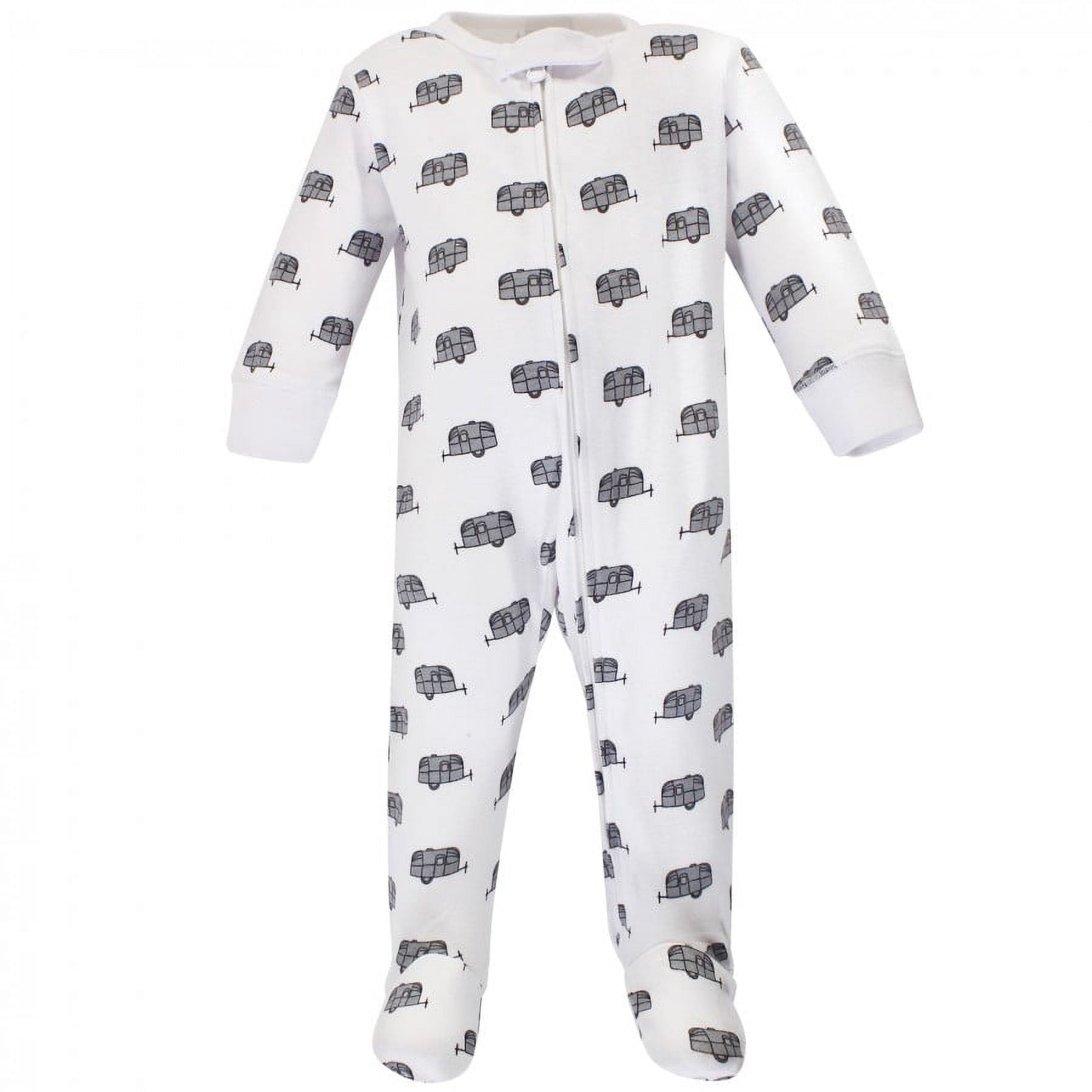 Touched by Nature Baby Boy Organic Cotton Zipper Sleep and Play 3pk, Happy Camper, 3-6 Months