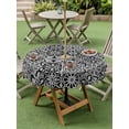 thumbnail image 4 of Outdoor Tablecloth with Umbrella Hole for Patio/Picnic/Party/Camping, Black Morocco Waterproof Table Cloth Round Cover Washable, Traditional Tribal Abstract Geometric Art (Dia 54"), 4 of 8