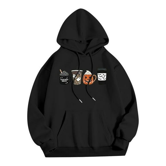 WILLBEST Men Jacket Unisex Beverage Printed Hoodie Long Sleeve Sweatshirt