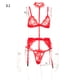 thumbnail image 1 of Mujeres Sexy Cuerpo de encaje Ropa interior Sujetador de perspectiva Bragas Liguero, L, Rojo Inevent XX000193-11, 1 of 7