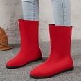thumbnail image 2 of Bmisegm Bottes Courtes à Talon Bas Rétro Noir pour Femmes Nouvelles Bottes Simples Printemps et Automne Bout Rond Semelle Plate Bottes Élastiques Bottes Slim Chaussures Bottes pour Femmes Rouge 9, 2 of 8