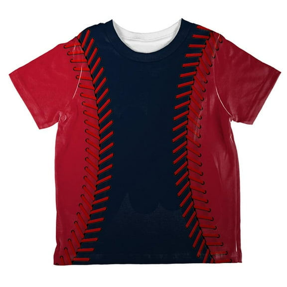 Baseball League Navy Blue and Red All Over Toddler T Shirt Multi 2T