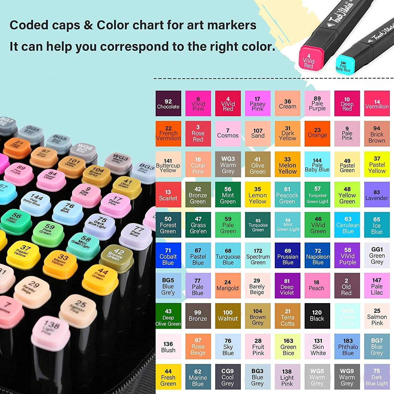 Kryc-chfine Art Markerpen Set,80 Colors Dual Tip Permanent Sketch