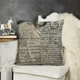 thumbnail image 2 of YINGXI  Decorative Ramie Square Throw Pillow Cover Cushion Case Vintage Khaki Background Words Pattern Toss Pillowcase (for Living Room, Sofa) 18x18in, 2 of 5