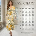 thumbnail image 6 of FKELYI White Yellow Flower Print Womens Fall Dress Long Sleeve Maxi Dress Casual Outdoor Cloth V Neck Soft Dresses with Pocket for Wedding Party, L, 6 of 6