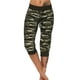 thumbnail image 3 of Mujeres casual recortada Pantalones camuflaje imprimir cordón medio cintura cómodo para deportes vacaciones OD verde XL, 3 of 6