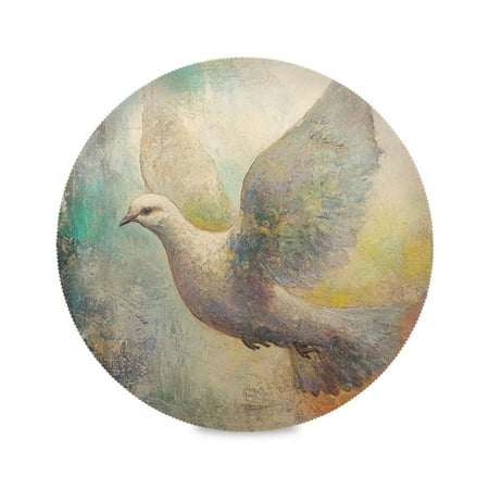 

WOBOGO Dove Of Peace Round Placemats Set of 4 Heat Resistant Washable Kitchen Table Decorations 15.4in
