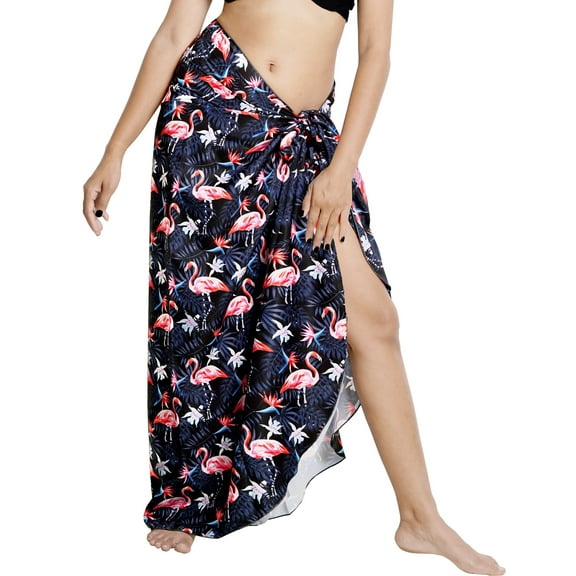 HAPPY BAY Women's Pareos Swim Cover Ups Sarong Swimwear One Size Flamingo Black