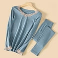 thumbnail image 5 of BONIXOOM Christmas Pajamas For Family Christmas Pajamas For Women Leisure None Long Sleeve Solid Sleepwear Sets Blue One Size, 5 of 6