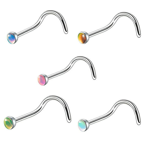 DESIGNICE 5Pcs Nose Studs,10G Cz Body Jewelry for Women,Stainless Steel Piercing Gun