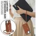 thumbnail image 6 of for iPhone 12 Mini Case Wallet with Strap for Women,Crossbody Lanyard and Wristlet Strap,Zipper Pocket,Credit Card Holder,Stand Ring,Phone Wallet Cases(5.4 inch,Brown), 6 of 18