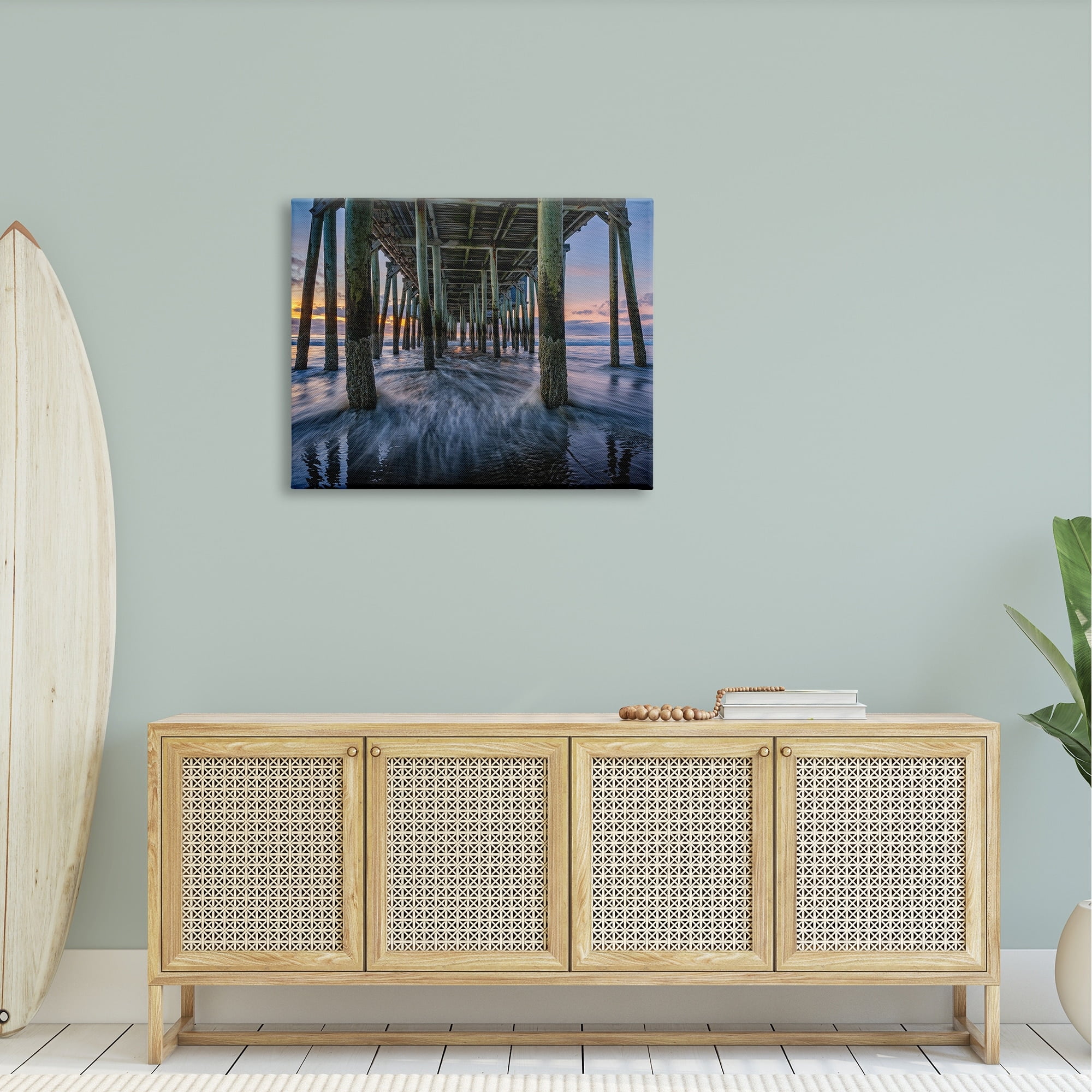 Stupell Under Pier Beach Waves Photography Landscape Photography Gallery Wrapped Canvas Print Wall Art