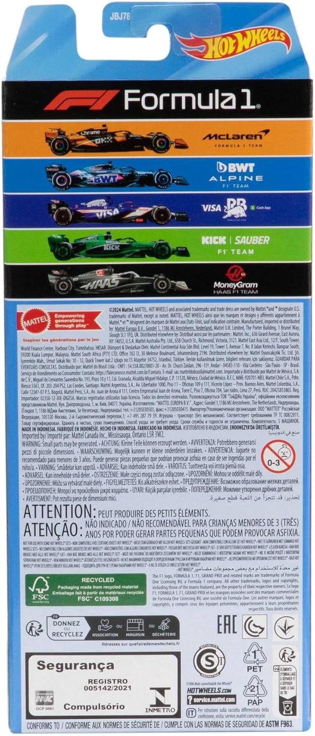 Hot Wheels Premium Formula 1 Die-Cast Cars, 2024 5-Pack and 2025 MoneyGram Haas F1 Team #31