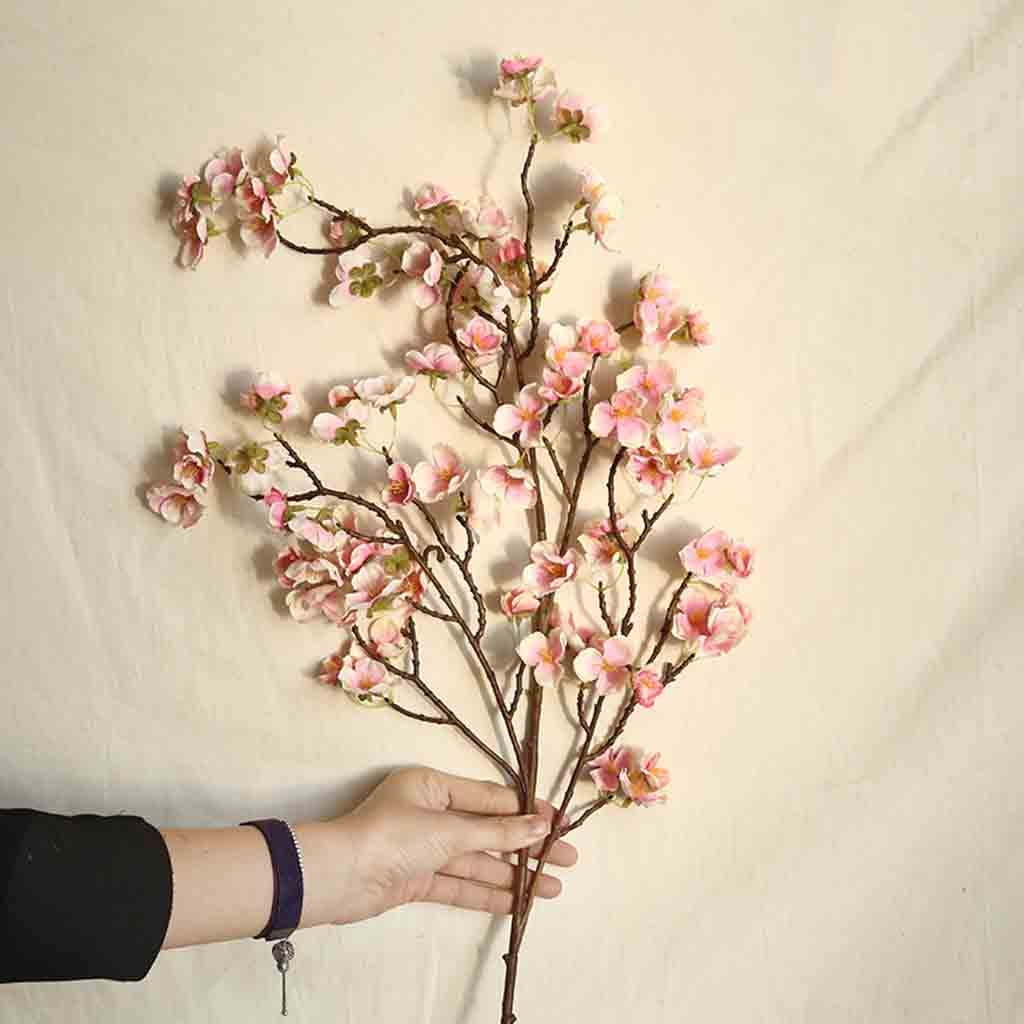 Artificial Peach Cherry Blossom 7 Stems Silk Flower for Home Decor Yellow 