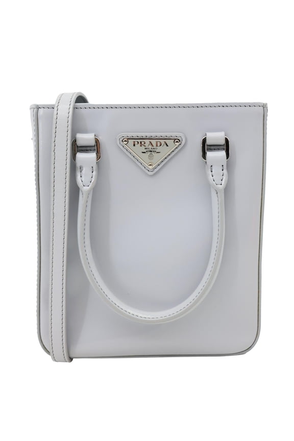 Pre-Owned Prada Mini Spazzolato Leather Tote Bag Grey