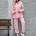 thumbnail image 4 of Edvintorg 2 Piece Sets for Women Fashion Solid Color Casual Long Sleeved Hooded Sweatshirts and Pants Suits Sportswear Fall Winter Lounge Set with Pocket, 4 of 6