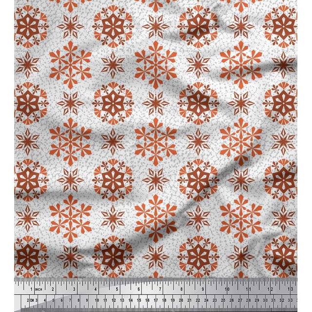 Soimoi Poly Georgette Fabric Snow Flakes Floral Fabric Prints By Yard 52 Inch Wide