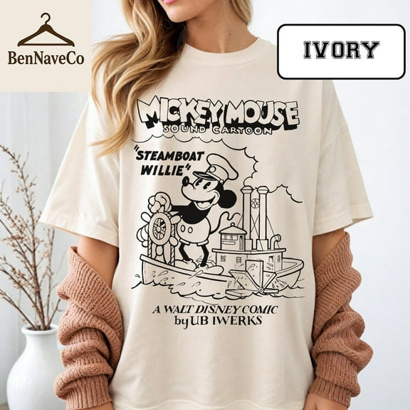 Mickey Mouse Steamboat Willie T-Shirt, Vintage Disney Comic Tee, Classic Cartoon Graphic Shirt, Retro Walt Disney Shirt, 1928 Mickey Tee