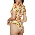 thumbnail image 4 of Uemuo Scandinavian Alphabet2 Pattern Women's One Piece Short Sleeve Swimsuit Rash Guard Surfing Modest Quick-drying Swimsuit Beach Essentials-Medium, 4 of 9