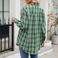 thumbnail image 4 of Itsame Womens Shacket Jackets, Plaid Shirts Button Down Long Sleeve Blouses Coats Green XXL, 4 of 6