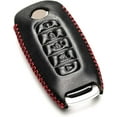 thumbnail image 3 of Vitodeco Genuine Leather Smart Key Fob Case Compatible with Nissan Sentra, Versa, Rogue, Pathfinder, Murano, Kicks, Ariya, Armada (2022-2026 Models) (5-Button, Black/Red), 3 of 5