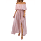thumbnail image 1 of Vestido Informal de Lunares con Hombros Descubiertos para Mujer, con Volantes, Corsé, Borlas y Cintura Alta, con Abertura y Abertura, Color Liso Rosa Oscuro S, 1 of 8