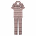 thumbnail image 5 of Tnhcen Women's Summer Plaid Two-piece Pajama Set Sleepwear Loungewear Button-Down Nightwear Homewear Sets S-2XL, 5 of 6