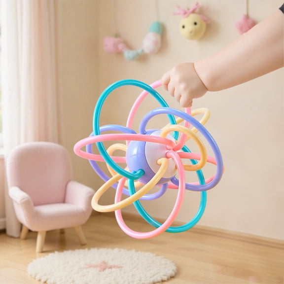 Loespoir Hot Selling Infant Toys, Infant Early Education Hand Rattle, Manhattan Hand Ball Grasping Toy, For 0-3 Years Old Training, Sensory Development, Teething Relief(B)