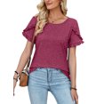 thumbnail image 2 of Avamo Hauts d'Été pour Femmes T-shirt Col Rond Manches Courtes T-shirt Confortable Chandail de Travail Violet G, 2 of 4
