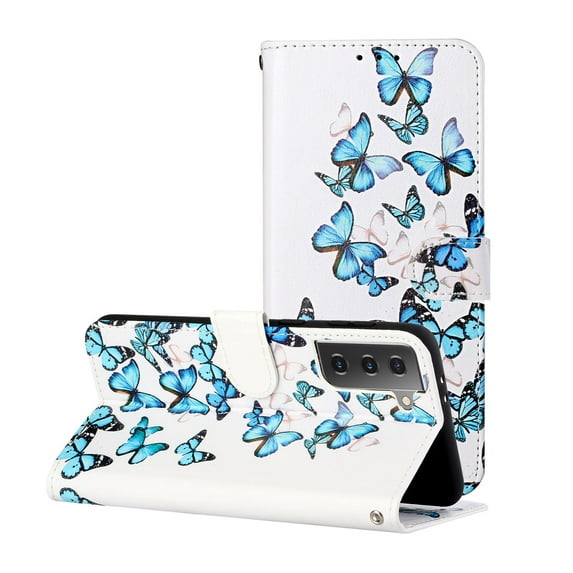 Allytech Wallet Case for Samsung Galaxy S21 Plus, PU Leather Folio Flip Stand Shockproof Protection TPU Inner Impact Resistant Cards Holder Case Cover for Samsung Galaxy S21 Plus,Butterflies