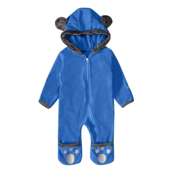 dmqupv Body Suits Baby Hooded Romper Footed Baby Coat Ears Girl Bear Jumpsuit 2t Boys Clothes Spring Blue 3-6 Months
