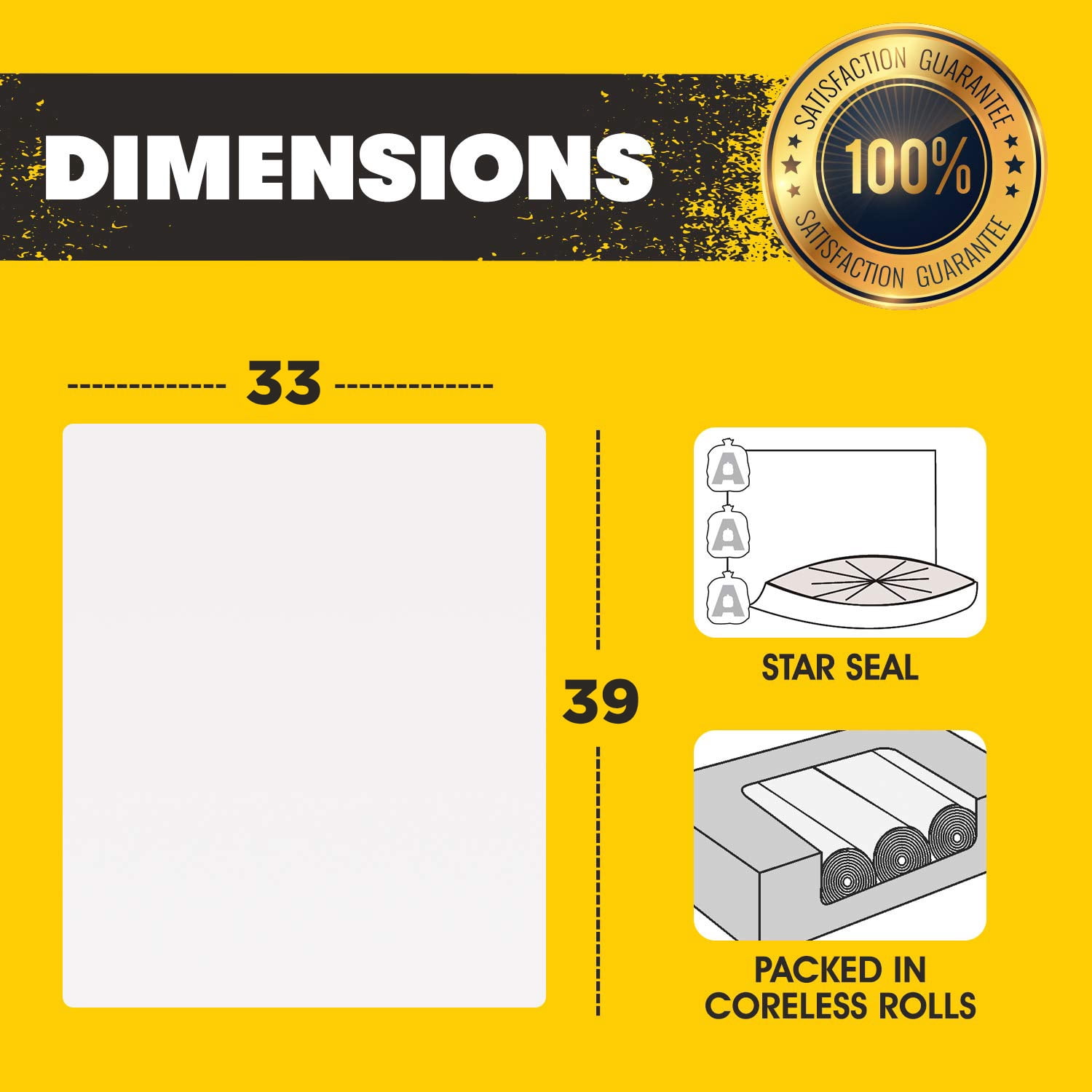 Aluf Plastics 33 Gallon 2 MIL (eq) Clear Heavy Duty Garbage Bags - 33" x 39" - Pack of 100 - For Industrial, Recycling, Storage, & Outdoor