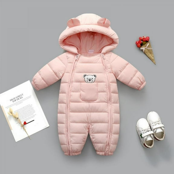 URMAGIC Baby Cute Snowsuit Infant Romper Baby Zipper Long Sleeve Winter Coat 0-3 Months