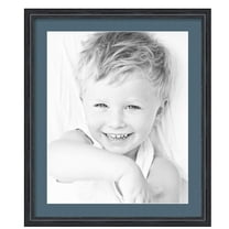 ArtToFrames 22x26" Matted Picture Frame with 18x22" Single Mat Photo Opening Framed in 1.25" Black Stain on Solid Red Oak and 2" Dutch Blue Mat (FWM-4083-22x26)
