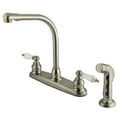 thumbnail image 5 of Kingston Brass Satin Nickel Polished Brass High Arch Kit Faucet Oak Handle & Spr, 5 of 5