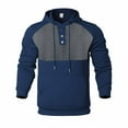 thumbnail image 3 of Sudadera con capucha para hombre, estilo informal, con bloqueo de color, bolsillo, cordón ajustable, manga larga, suéter con capucha, abrigo de poliéster para hombre, 3 of 4