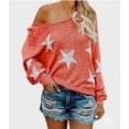 thumbnail image 2 of Star Sweater Women Vintage Long Sleeve Knit Sweater Yk2 Star Pattern Crew Neck Casual Pullover Top(A), 2 of 3