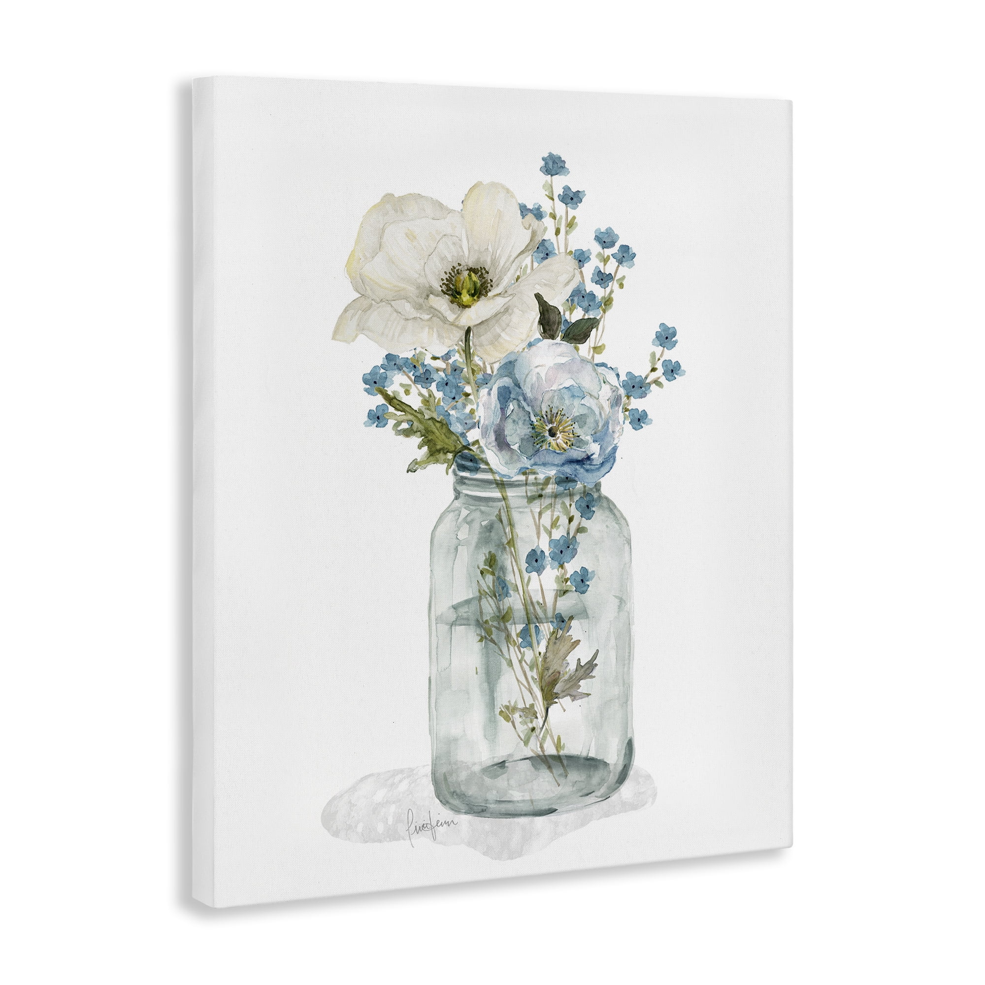 Stupell Industries Soft Flower Jar Botanical & Floral Painting Gallery Wrapped Canvas Art Print Wall Art, 16 x 20