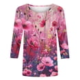 thumbnail image 4 of Nrmvnmi Womens Tops Casual 3/4 Sleeve Shirts Cute Cartoon Print Crew Neck Loose Casual Blouses Floral Print Tshirts Mothers Day Gifts, 4 of 5