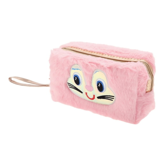 1 Pc Women Portable Cartoon Frog Makeup Bag for Travel Vacation Wedding Pink Plush