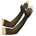 thumbnail image 5 of ToBeInStyle Womens Fishnet Lace Trim Full Arm Length Novelty Gloves Arm Warmers - Black, 5 of 6