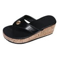 thumbnail image 5 of Dakaela Womens Cork Platform Sandals Arch Support Wedge Flip Flops Summer Beach Thong Walking Shoes, 5 of 6
