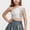 Silver, variant on Girls' Sparkle Sequin Short Sleeve Crop Top with Elastic Round Neckline for Dance and Parties