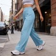 thumbnail image 4 of Stamzod Womens Sweatpants Casual Elastic High Waisted Lounge Work Pants with Pockets Wide Leg Yoga Pants for Women Light Blue-6 XXL, 4 of 5